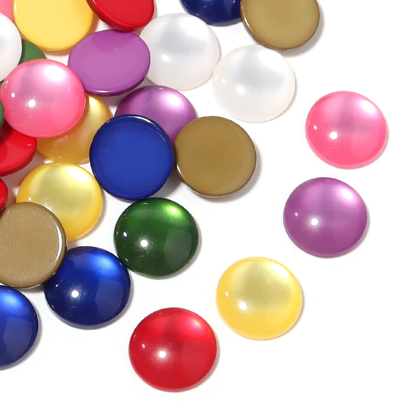 Jewelry Making Gemstones - 50個入りミックスカラーレジンカボション模造キャッツアイラウンドフラットバック宝石カボションDIYリングセッティングイヤリングジュエリー製作
