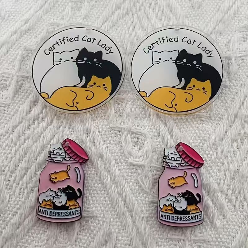 Jewelry Making Party - 10個のアクリル製のかわいい猫ペンダント、DIYジュエリー作り、イヤリング、ネックレス、キーホルダーアクセサリー