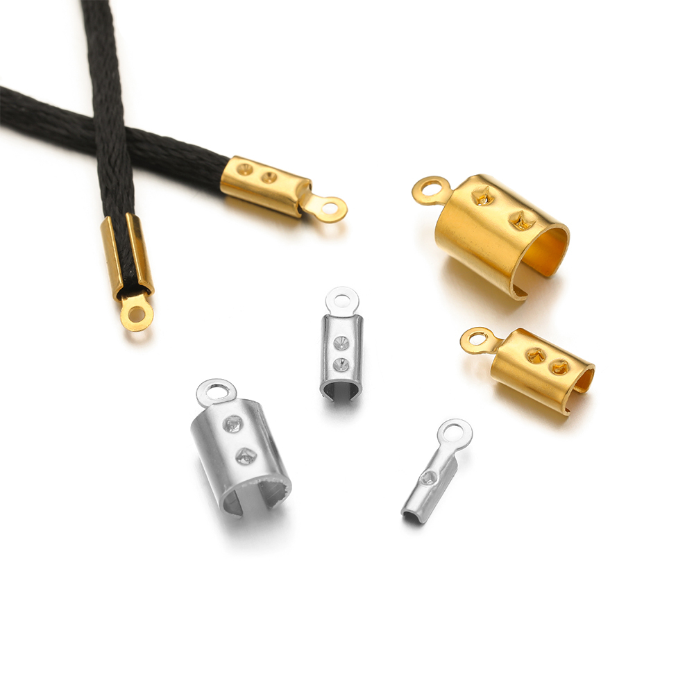 Jewelry Making Hobby - 50 個のステンレス鋼高品質圧着エンドビーズキャップレザーコードクリップ DIY ジュエリー作成ネックレスコネクタ用品