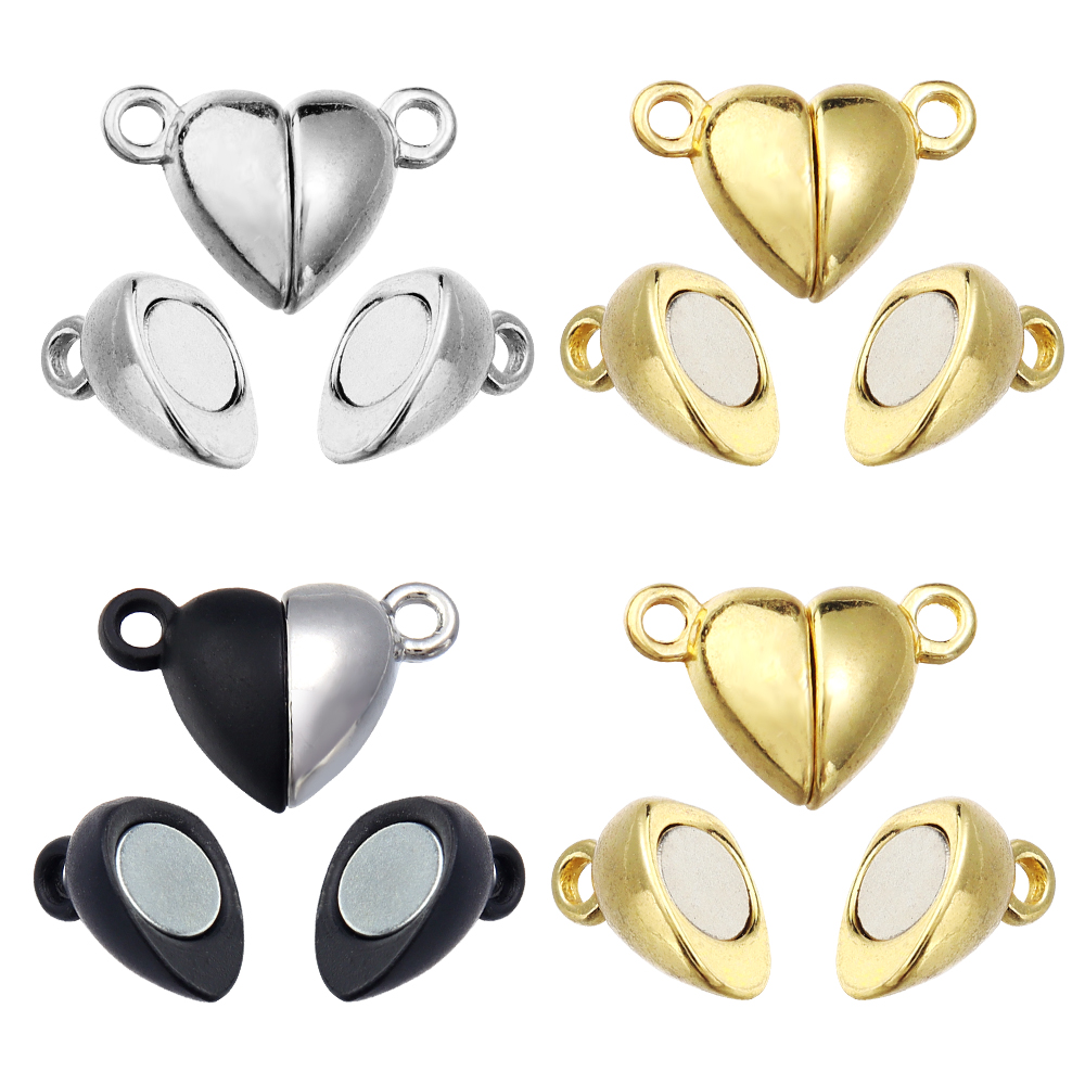 Jewelry Making Hobby - 5 ピース/ロット合金ラブハート型磁気クラスプネックレスブレスレット用マグネットエンドクラスプコネクタ DIY ジュエリー作成用品