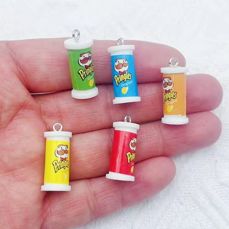 Jewelry Making Party - 10個入り シミュレーション3Dバケツ型ポテトチップススナック樹脂ペンダント DIYジュエリーアクセサリー イヤリング キーホルダー ヘアアクセサリー