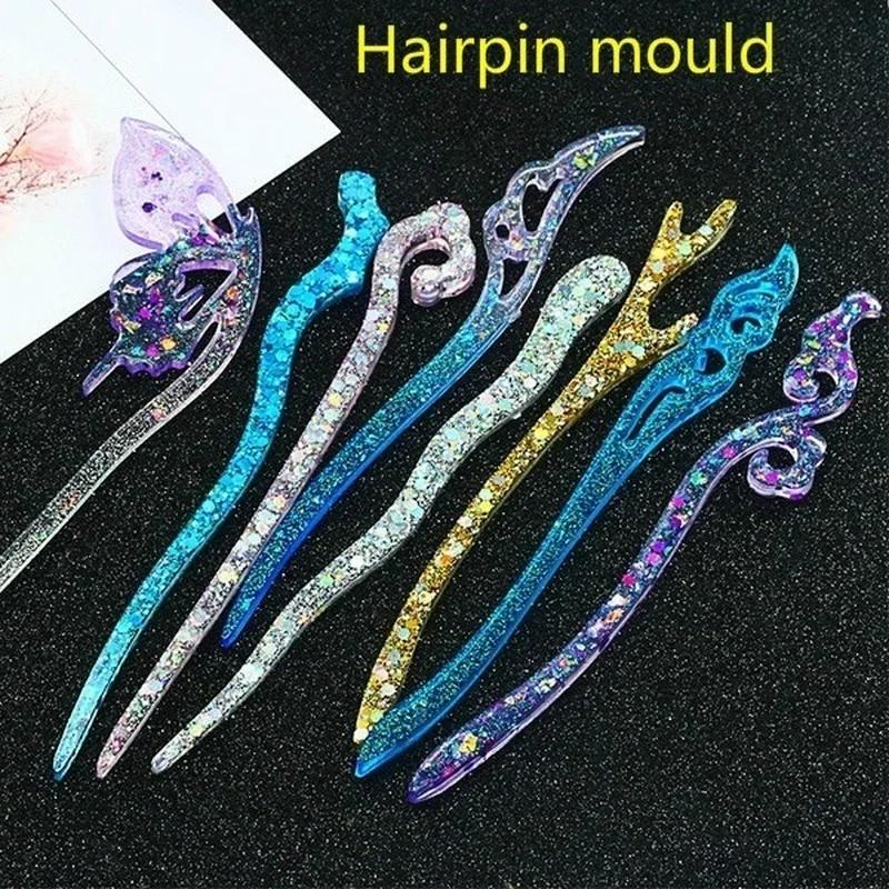 Jewelry Making For Adults - 新しい透明ヘアピンシリコーン特殊金型樹脂 DIY ヘアジュエリー作成金型エポキシ樹脂金型女性の髪の装飾