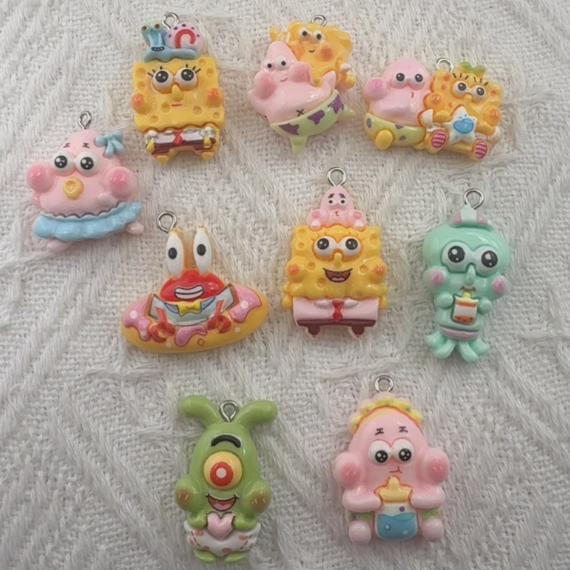 Jewelry Making Party - 10個入り漫画風樹脂ペンダント、DIYジュエリー製作イヤリング、キーホルダーアクセサリー
