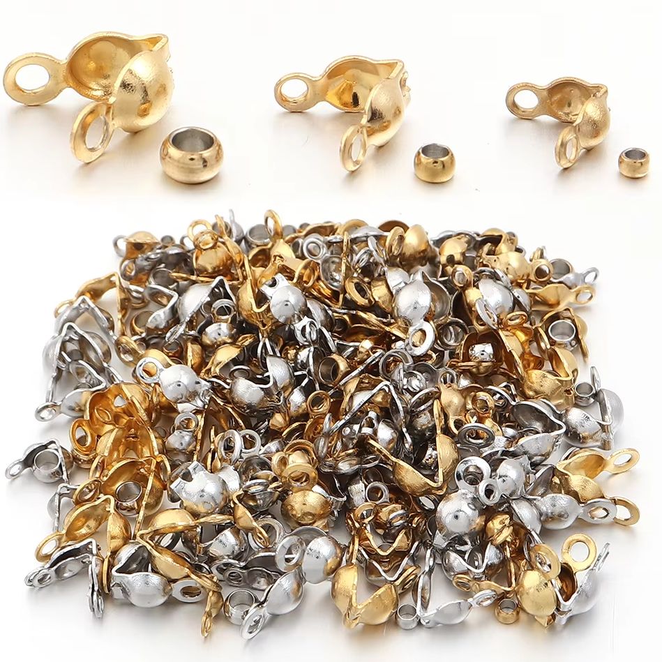 Jewelry Making Hobby - 40～200個入り ステンレス製 コネクター クラスプ クリンプエンド ビーズ