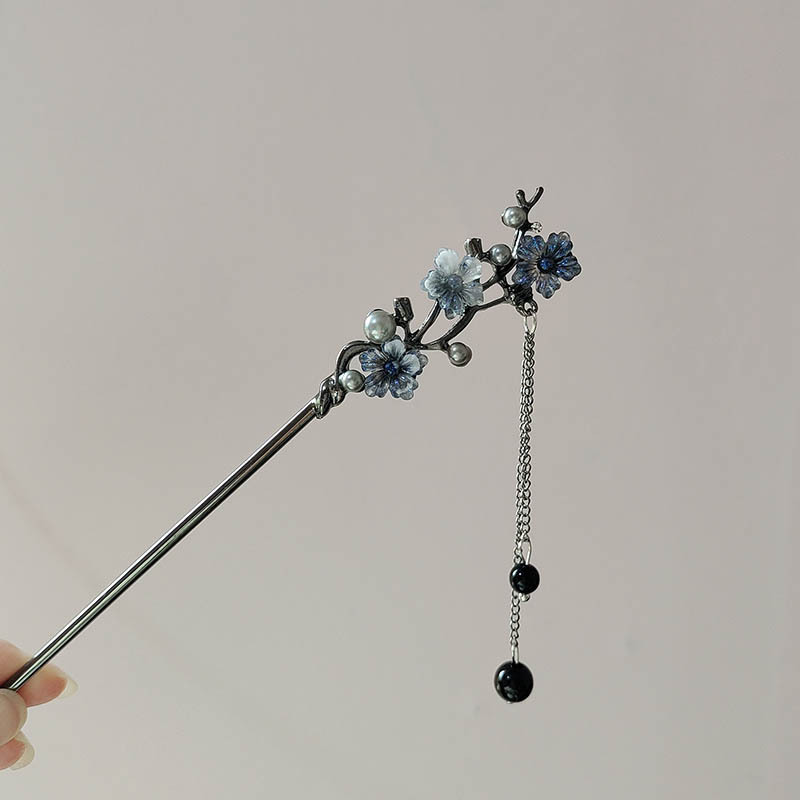 Jewelry Making For Adults - クラシックヘアスティック箸インクカラーフラワーメタルフリンジヘアピン女性用パールブラックビーズチャイナヘアバンジュエリーギフト