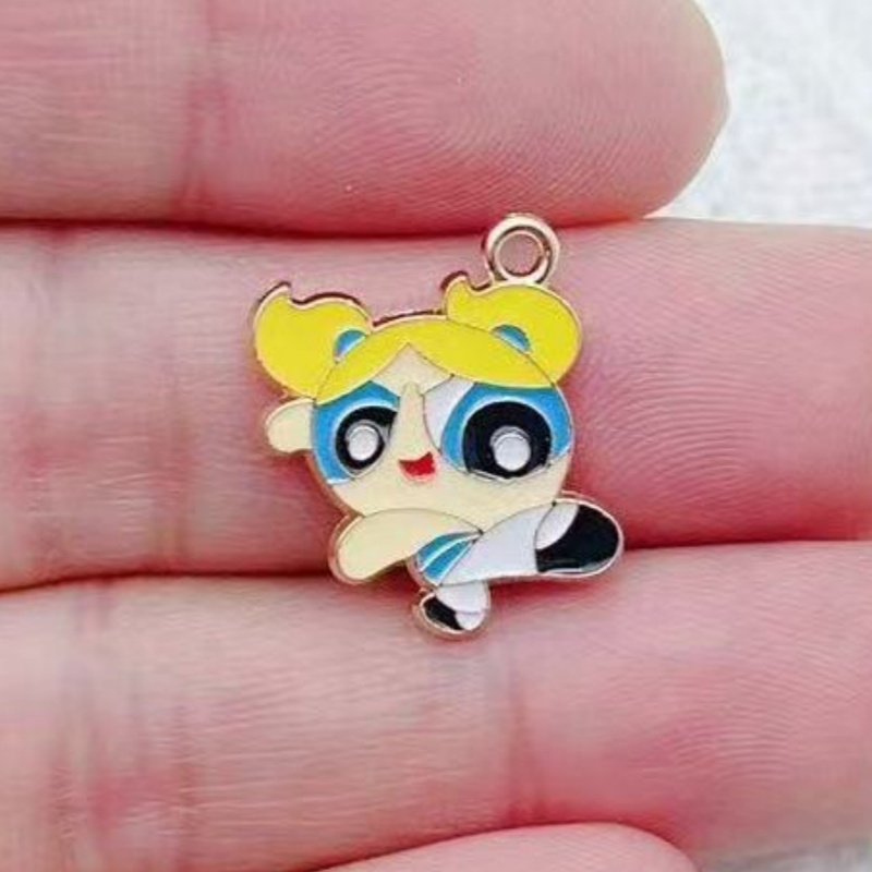 10個入り 合金製オイルドリップ漫画ガールペンダント、DIY - Jewelry Making Party のレビューと価格