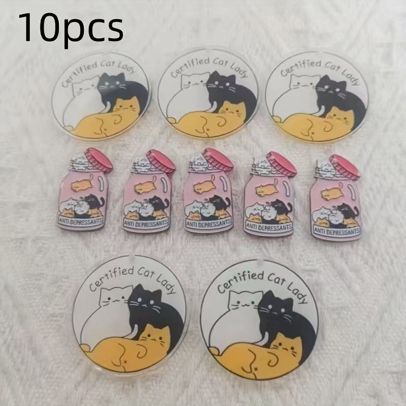 10個のアクリル製のかわいい猫ペンダント、DIYジュエリー作 - Jewelry Making Party のレビューと価格