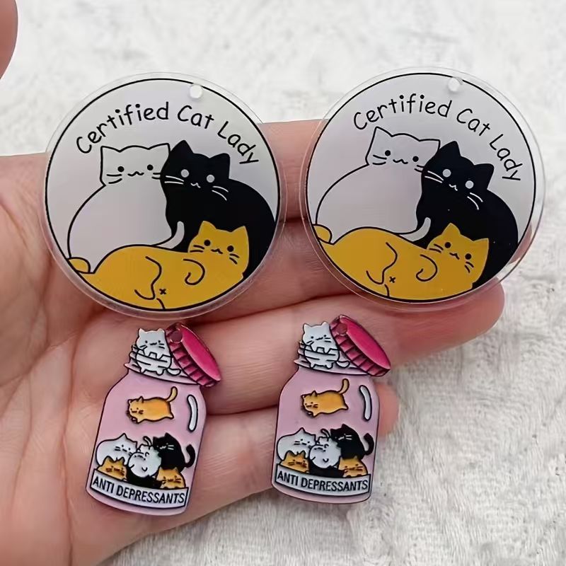 10個のアクリル製のかわいい猫ペンダント、DIYジュエリー作 - Jewelry Making Party のレビューと価格
