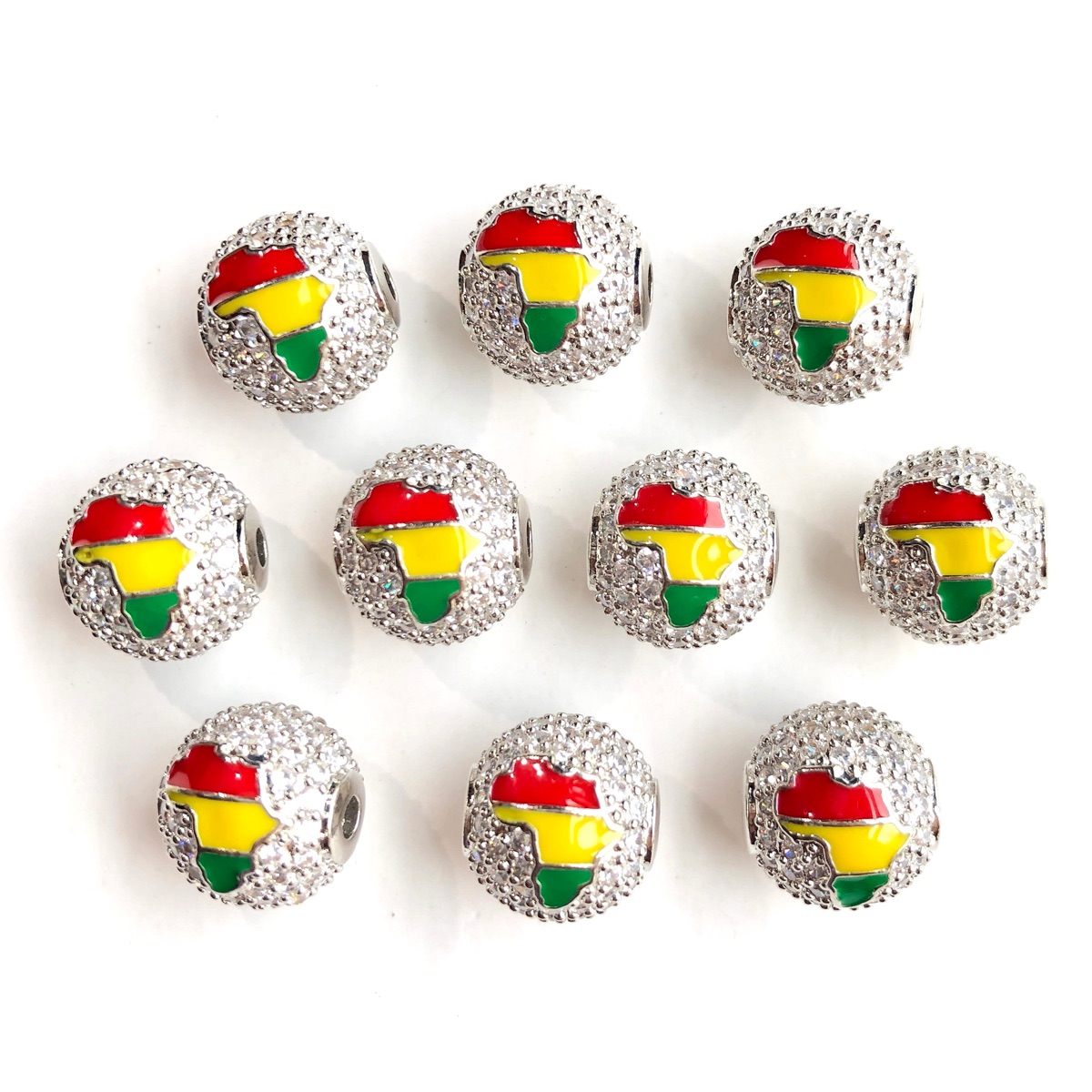 6個入り 12mm 赤・黄・緑のエナメル加工アフリカ地図柄丸 - Jewelry Making History のレビューと価格