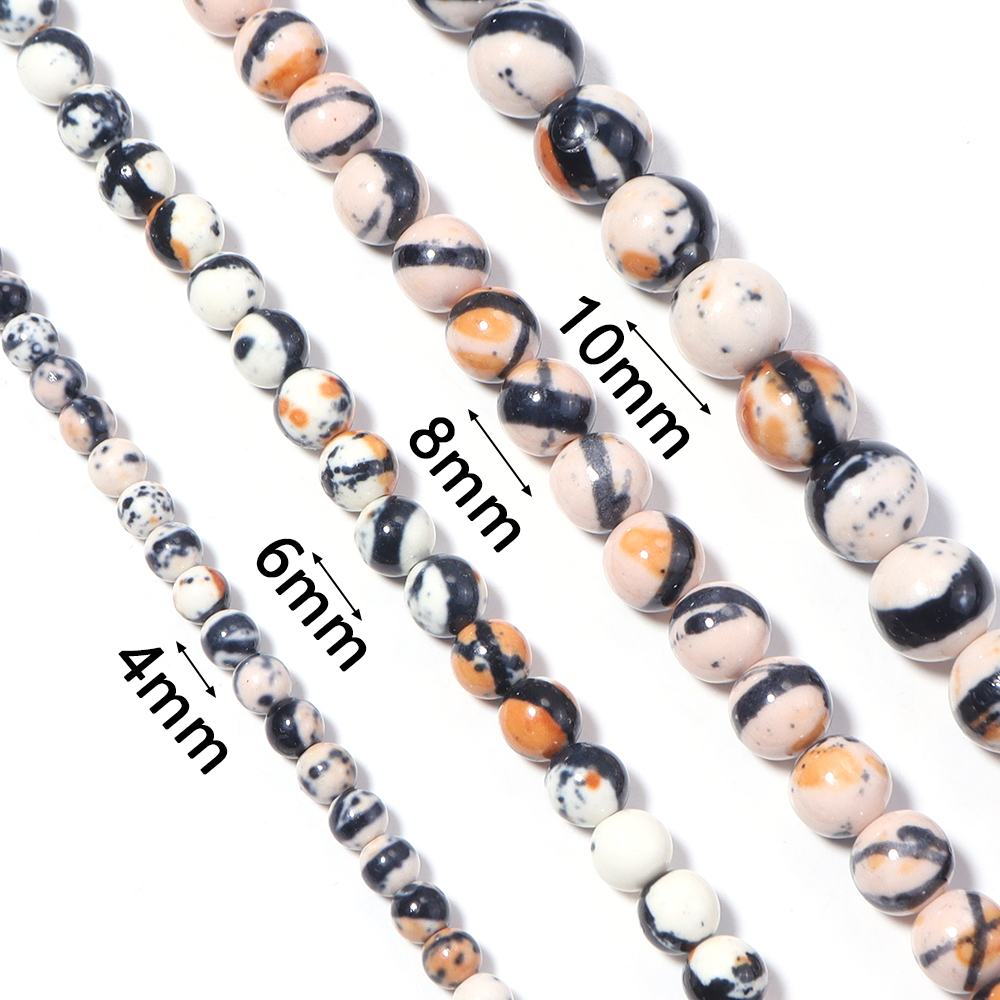 4 6 8 10 ミリメートルオレンジ白黒カラフルなレインジ - Jewelry Making Gemstones のレビューと価格