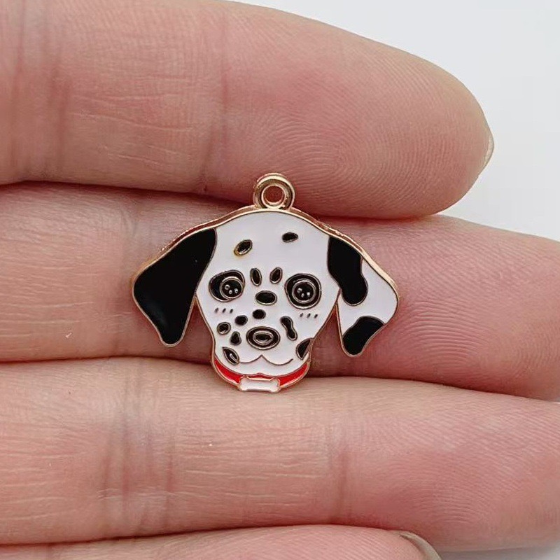 12個入り漫画ペット斑点犬合金オイルドロップペンダント、DI - Jewelry Making Party のレビューと価格