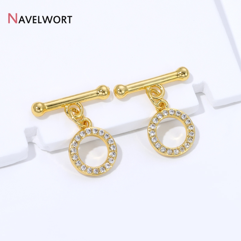 18K金メッキ真鍮製ジルコン象嵌OTクラスプコネクター、トグ - Jewelry Making Hobby のレビューと価格