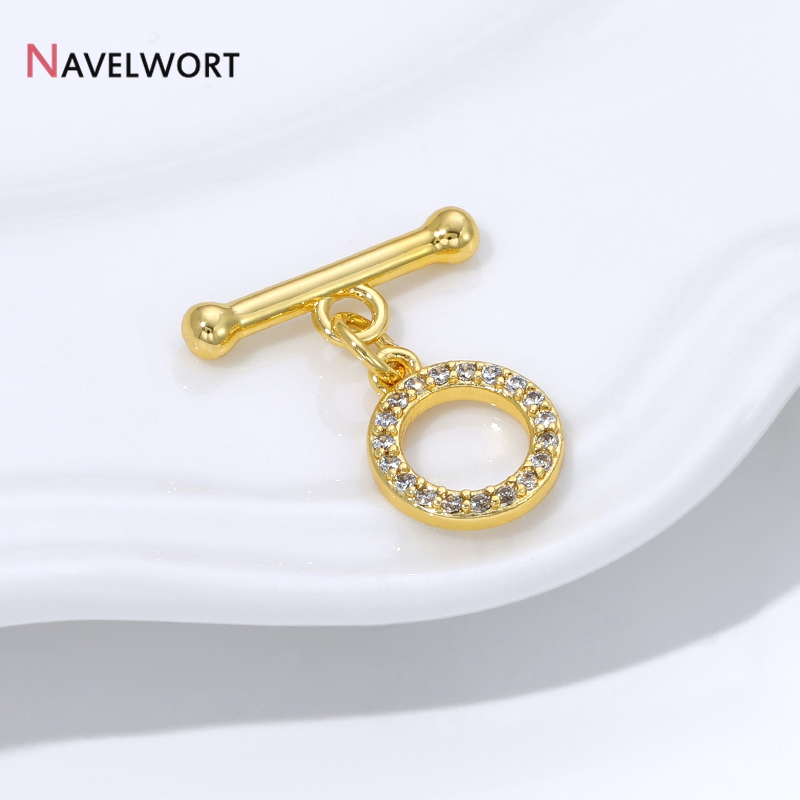 18K金メッキ真鍮製ジルコン象嵌OTクラスプコネクター、トグ - Jewelry Making Hobby のレビューと価格