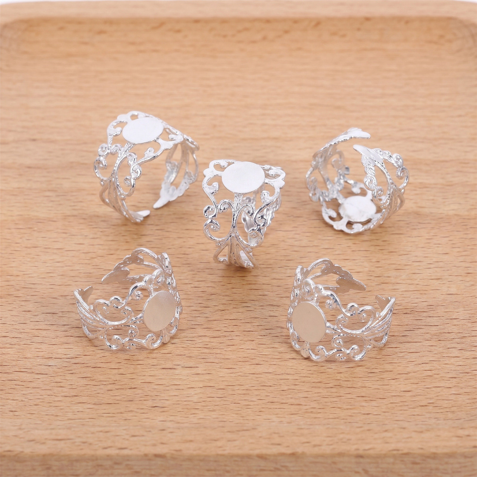 50個入り調整可能なオーバル型フラットバックリングブランク真 - Jewelry Making Gemstones のレビューと価格